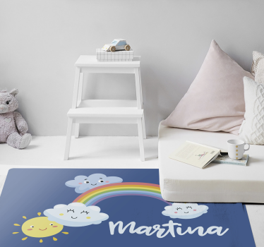 Custom clouds with rainbow kids rug - TenStickers
