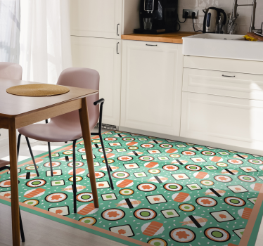 Sushi-inspired patterns kitchen mat - TenStickers