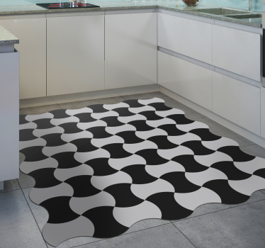 Swirl black and white checkers  tile mat - TenStickers