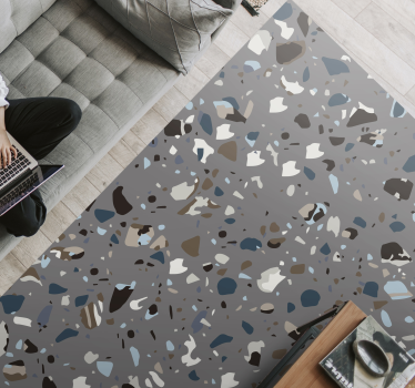 Terrazzo pebble blended marble rug - TenStickers