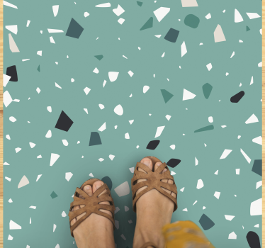 Green terrazzo style stone effect rug - TenStickers