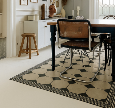 Traditional Checkerboard Tile dining room rug - TenStickers