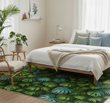 Tropical green and blue leaves bedroom carpet - TenStickers
