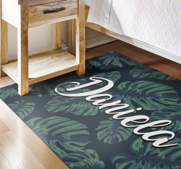 Tropical leaves with name teenage bedroom rug - TenStickers