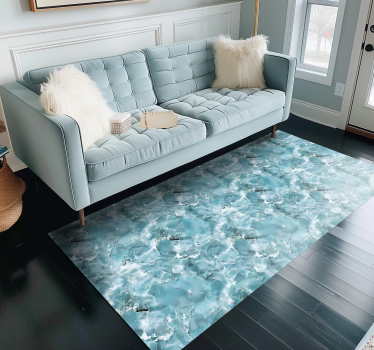 Turquoise blue marble rug - TenStickers