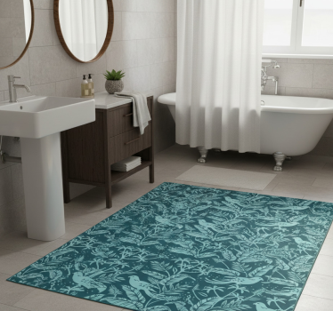 Turquoise flying birds bathroom mat - TenStickers