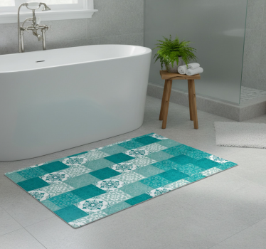 Turquoise tile bathroom mat - TenStickers