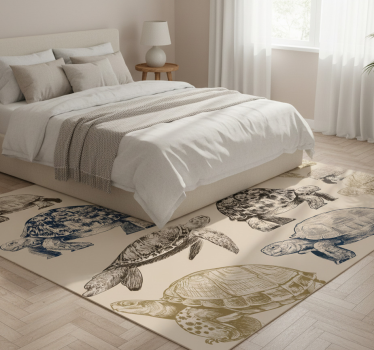 Turtles beige background bedroom carpet - TenStickers