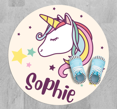 unicorn background design with name personalised vinyl rug - TenStickers