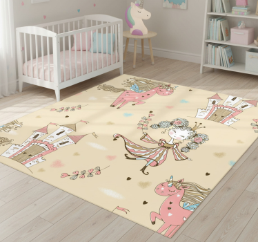 Unicorn castle and princess bedroom carpet - TenStickers