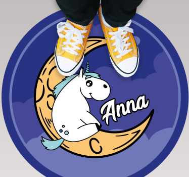 Custom unicorn on moon kids rug - TenStickers