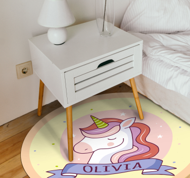 unicorn with customisable name animal mat - TenStickers