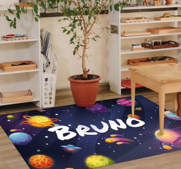 Universe and planets personalised vinyl rug - TenStickers