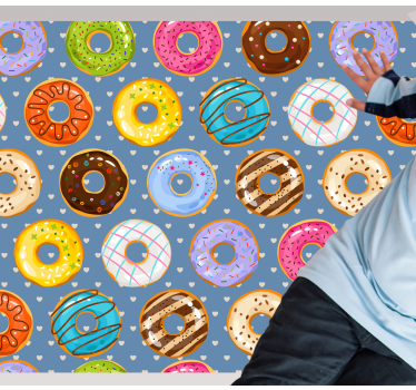 Vibrant donut motif kitchen vinyl mat - TenStickers