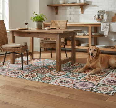 Vibrant eclectic patchwork kitchen vinyl mat - TenStickers