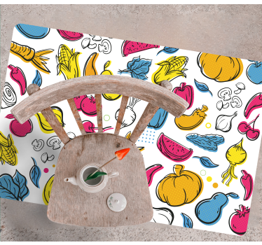 Vibrant fruit illustration kitchen mat - TenStickers