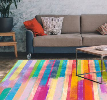 Vibrant Striped Motifs wood effect rug - TenStickers