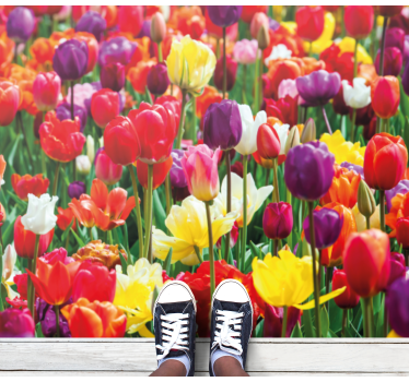 Vibrant Tulip Arrangement floral rug - TenStickers