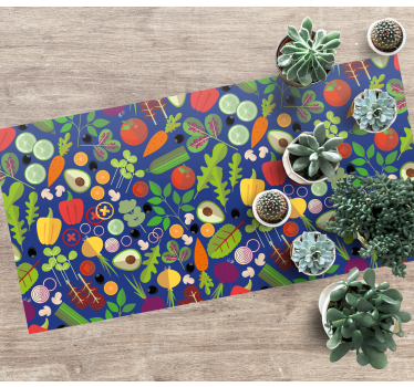Vibrant Vegetable Pattern kitchen mat - TenStickers