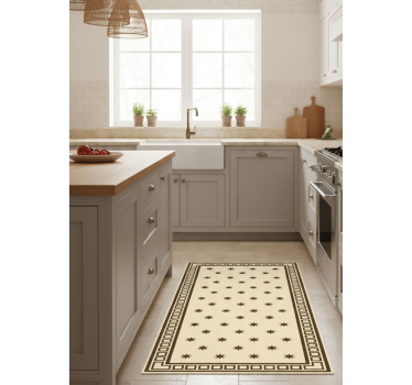 Vintage beige motif kitchen vinyl mat - TenStickers