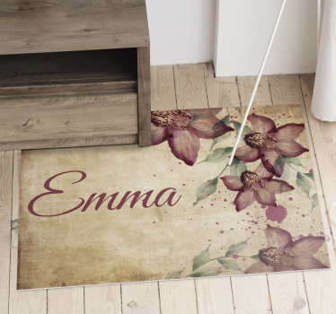 vintage florid orchid personalised vinyl rug - TenStickers