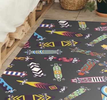 Vintage Skateboard Collection teenage vinyl rugs for bedrooms - TenStickers