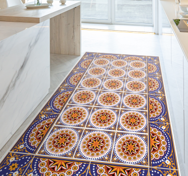 Vinyl rug kitchen shapes multicolor tile mat - TenStickers