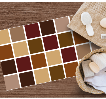 Warm colour blocks bathroom mat - TenStickers