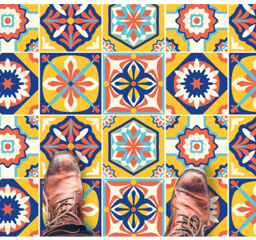 Warm shades colors kitchen flooring - TenStickers