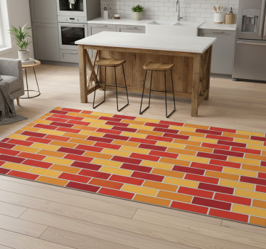 Warm toned brick kitchen vinyl mat - TenStickers