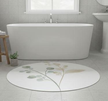 Watercolor branch bathroom mat - TenStickers
