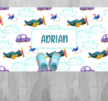 Watercolor nordic pattern with name kids vinyl carpet - TenStickers