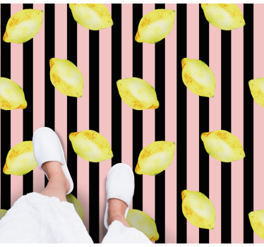 Watercolour pink lemons kitchen flooring - TenStickers