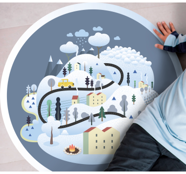 Whimsical Landscape Journey road map rug - TenStickers