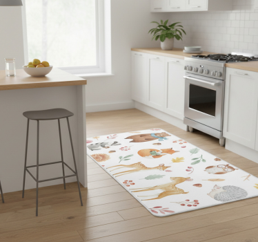 Whimsical woodland watercolor kitchen vinyl mat - TenStickers