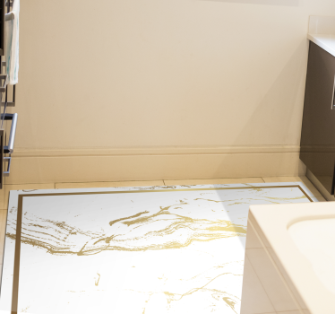 White and gold marble effect texture vinyl rug - TenStickers