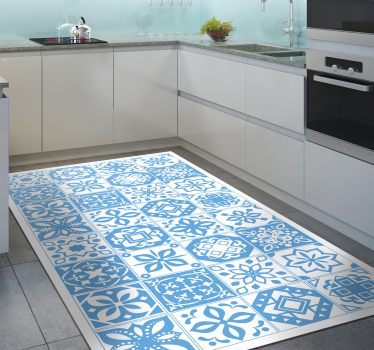 White Blue Patchwork  tile mat - TenStickers