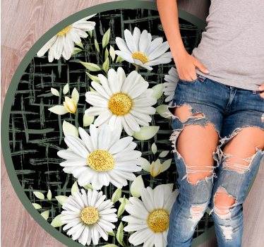 White Daisy Arrangement floral rug - TenStickers
