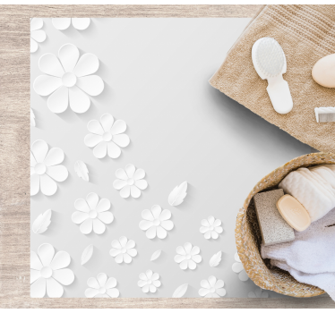 White paper background flower rug - TenStickers