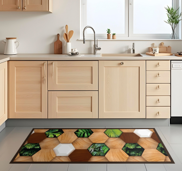 Wood Tropical Hexagons kitchen mat - TenStickers