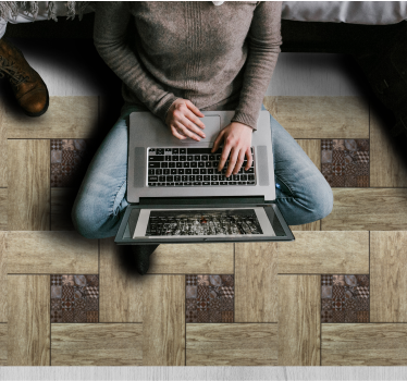 Textured Pattern wood effect rug - TenStickers