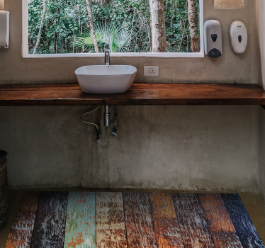 Wooden tiles wood effect vinyl rug - TenStickers