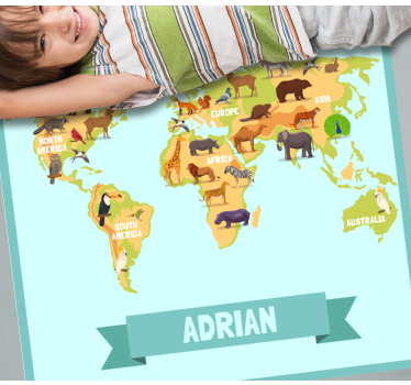 Fauna design with name custom floor mat - TenStickers