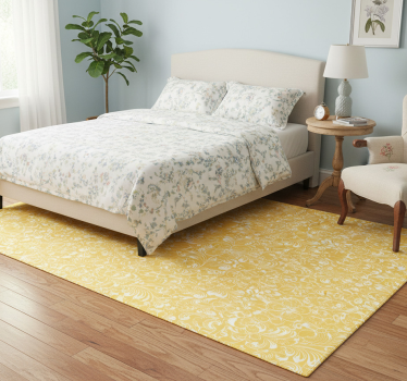 Yellow floral grandmillenial style bedroom carpet - TenStickers