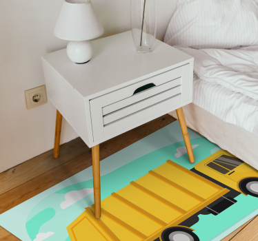 Yellow garbage truck kids vinyl carpet - TenStickers