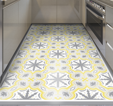 Gray and Yello Star Pattern kitchen mat - TenStickers