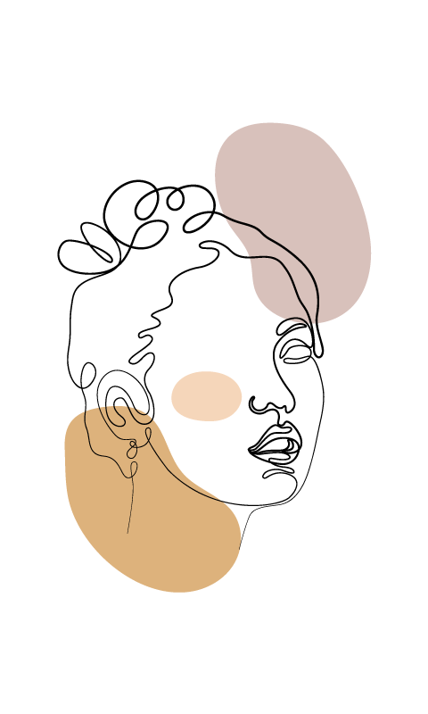 Abstract face and circles white rug - TenStickers