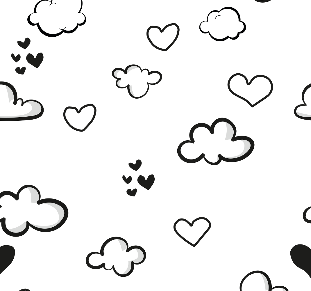 Clouds and hearts white rug - TenStickers