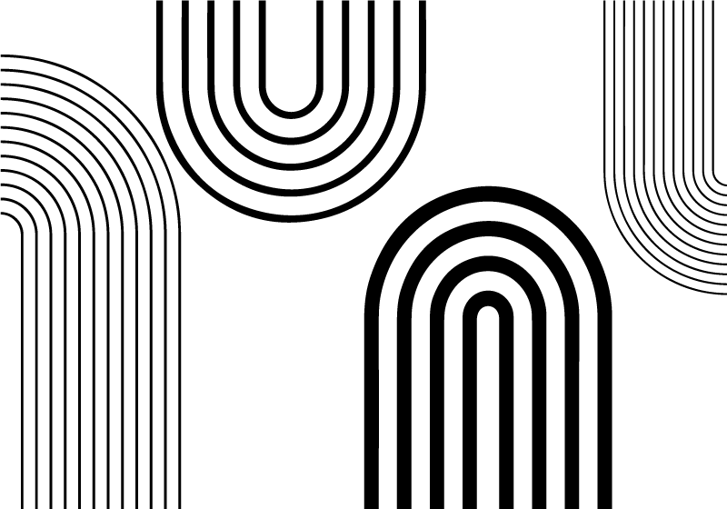 Thin minimalist black arcs white rug - TenStickers