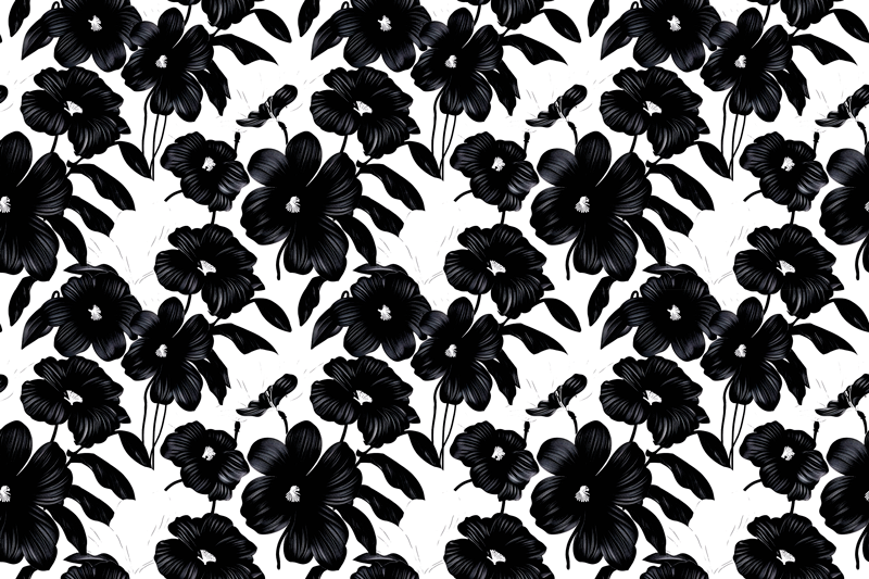 Black poppy floral vinyl rug - TenStickers